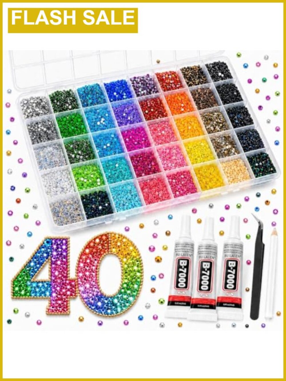 32,000 Rhinestones 40 Colors Glue Tools for DIY Crafts